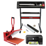 PixMax 38cm x 38cm Transferpresse & Vinyl Schneideplotter & Epson Drucker im Set