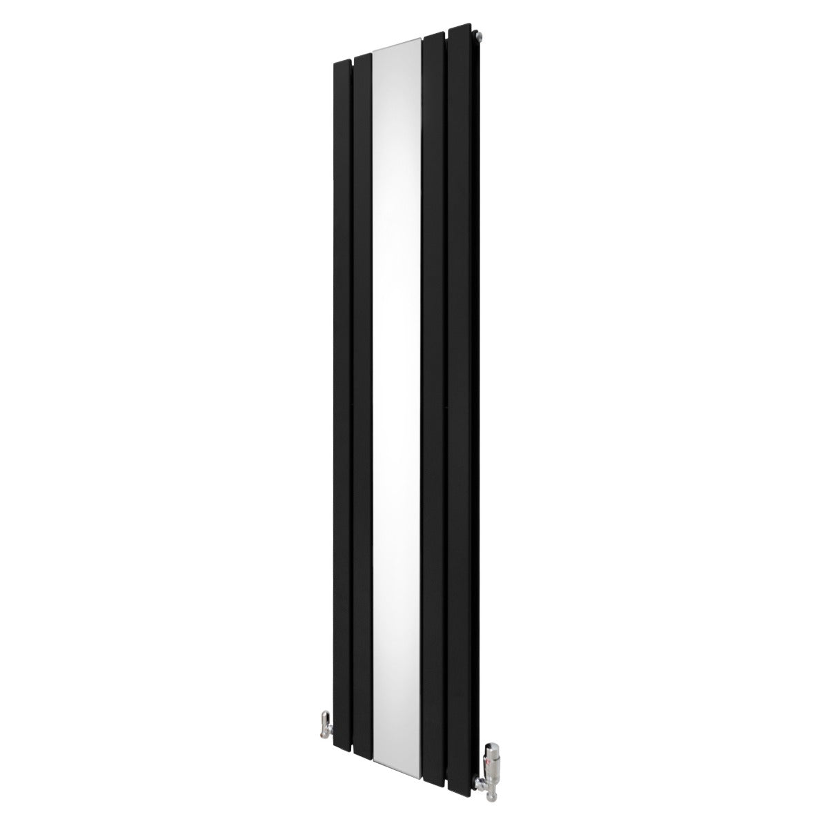 Heizkörper mit Spiegel & Chrom Thermostatventile - 1800mm x 425mm – Schwarz