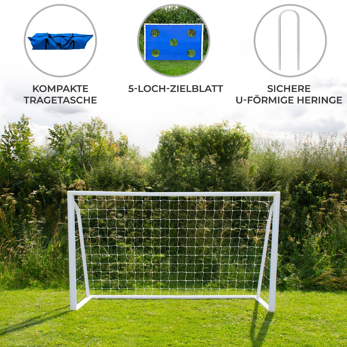 1,8m x 1,2m Fußballtor, Tragetasche und Torwand