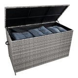 Rattan Eckgarnitur & Kissenbox - Grau