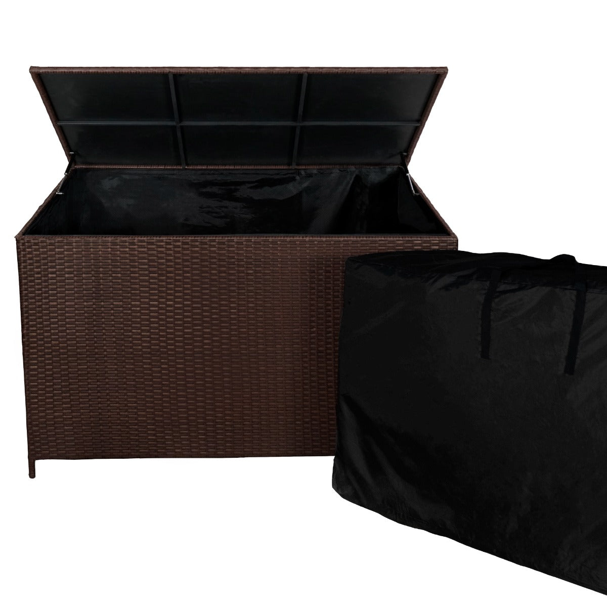 Rattan Eckgarnitur & Kissenbox - Braun