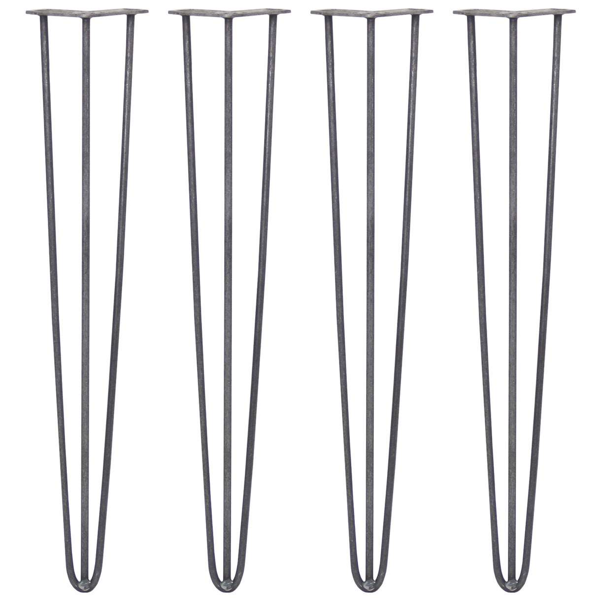 4 x 71cm Hairpin Tischbeine 3 Streben - 10mm - Rohstahl