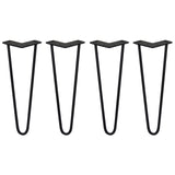 4 x 35.5cm Hairpin Tischbeine 2 Streben - 10mm - Schwarz