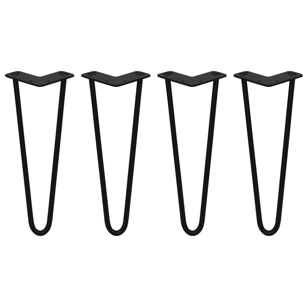 4 x 35.5cm Hairpin Tischbeine 2 Streben - 12mm - Schwarz