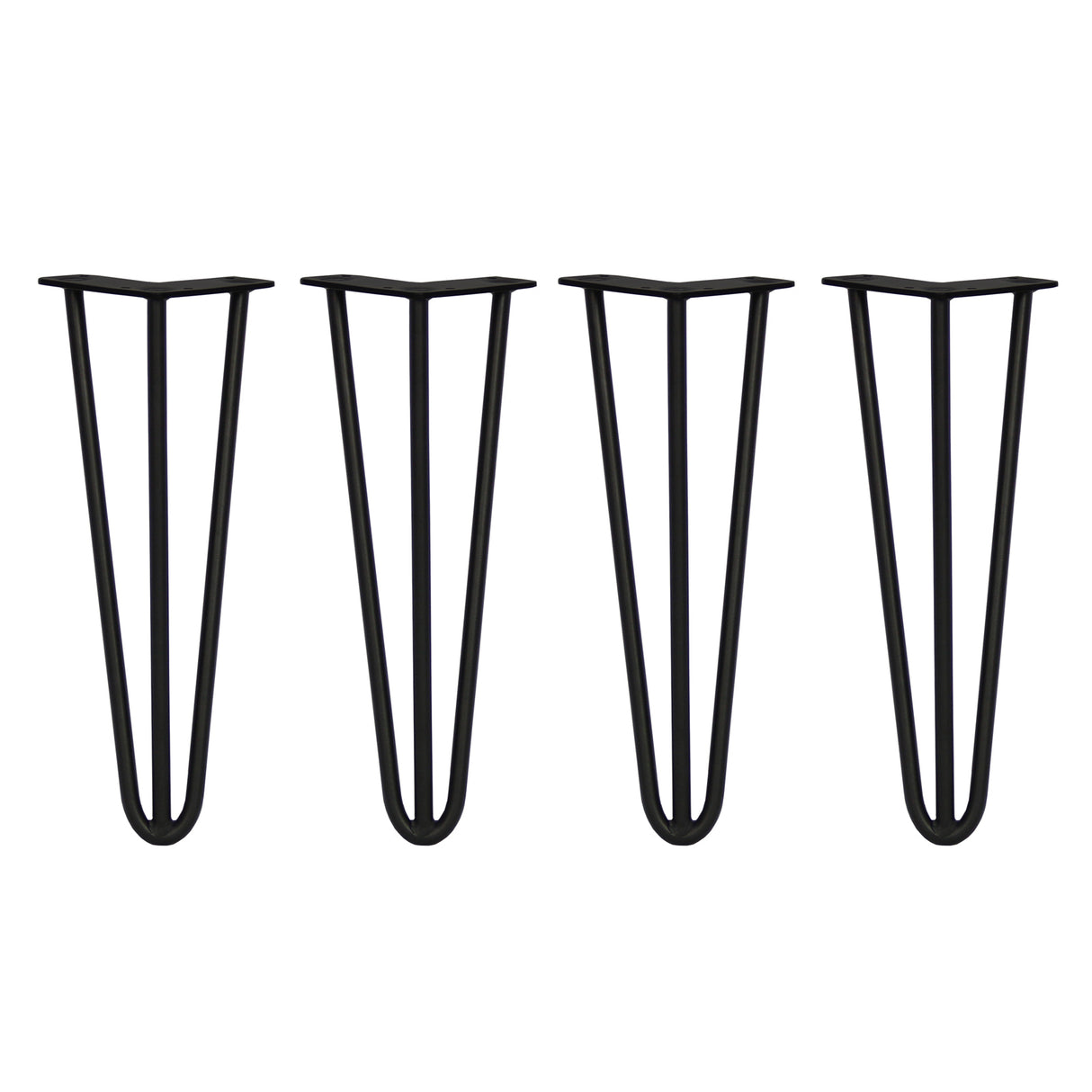 4 x 35.5cm Hairpin Tischbeine 3 Streben - 12mm - Schwarz