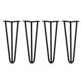 4 x 35.5cm Hairpin Tischbeine 3 Streben - 12mm - Schwarz