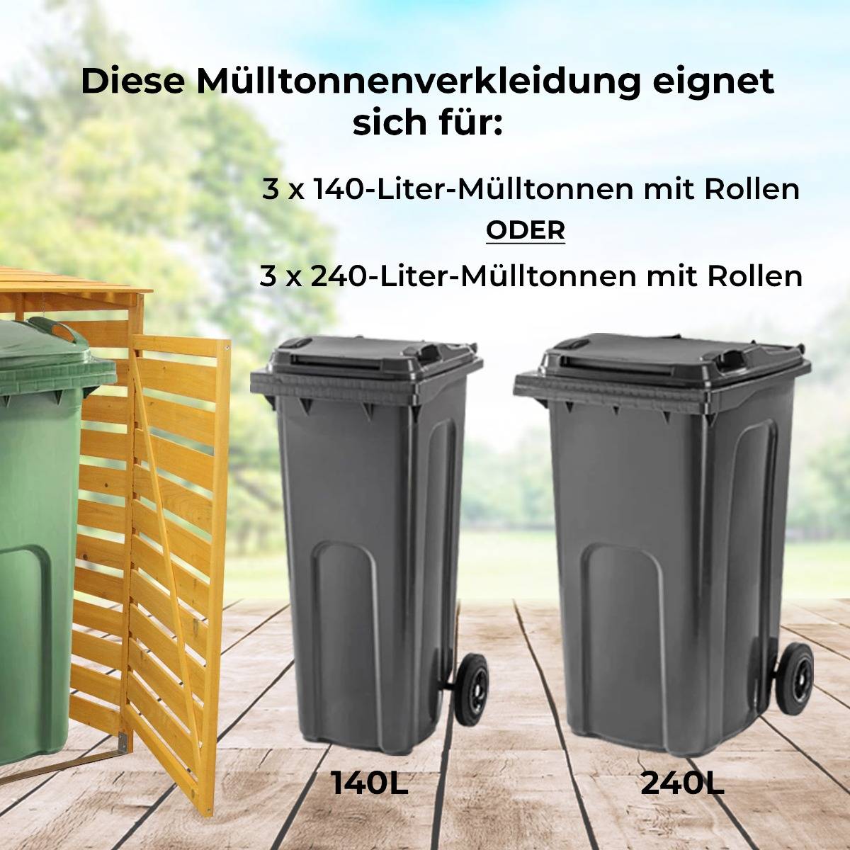 Mülltonnenverkleidung Mülltonnenbox für 3 Tonnen