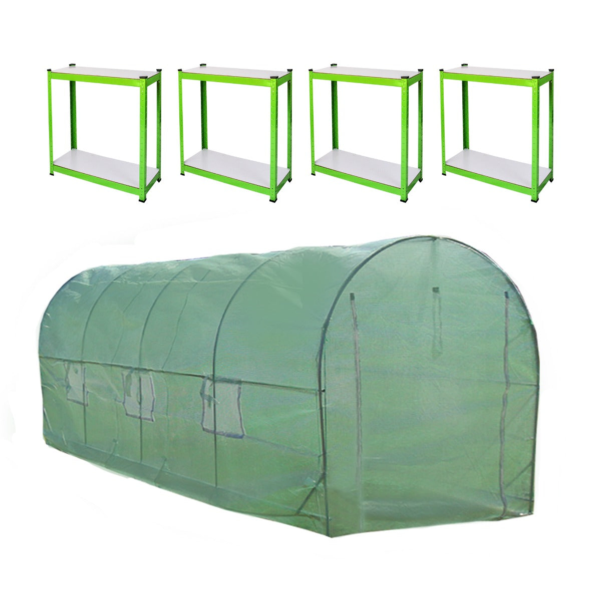 Polytunnel 25mm 6m x 3m mit Regale